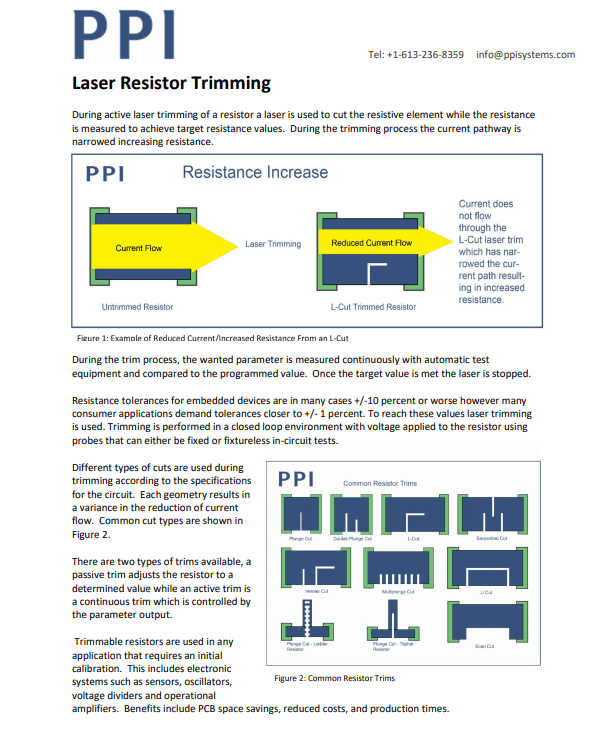 Laser resistor trimming